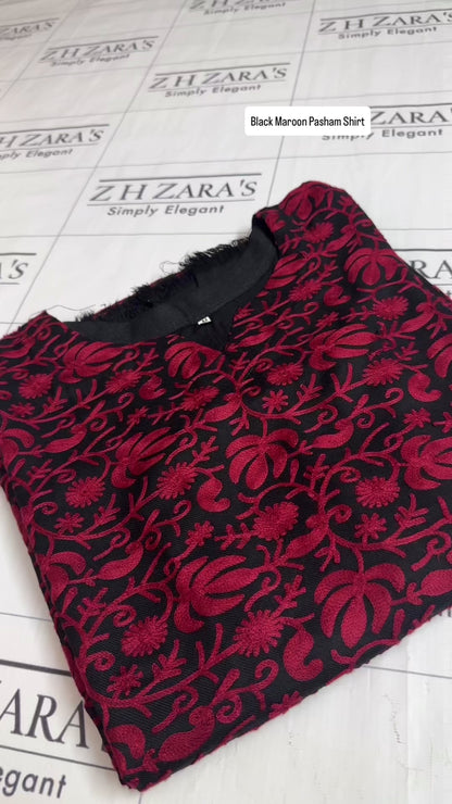 Black Maroon Pashmina Kaftan Shirt