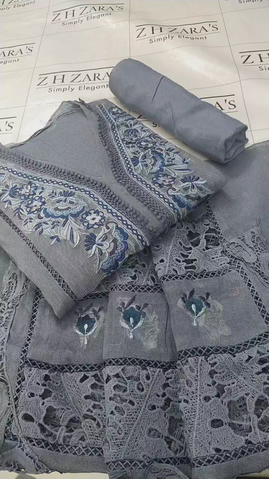 Bluish Grey Shaahi 3pc
