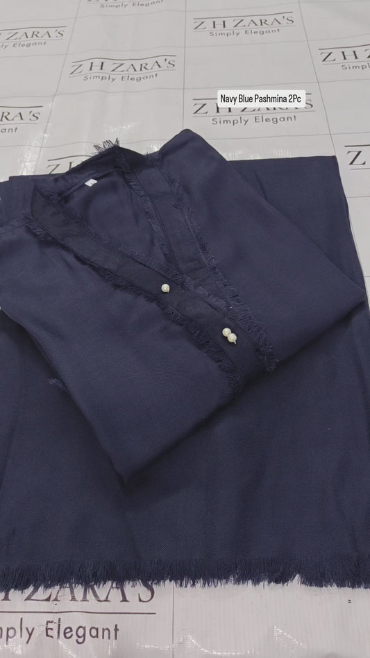 Navy Blue Pashmina 2pc Stitched