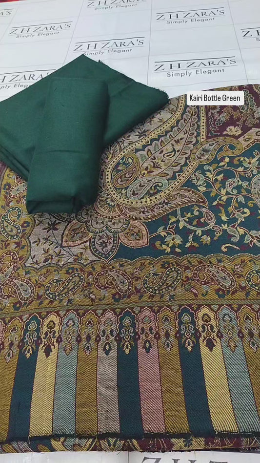 Kairi Bottle Green Kani Pashmina 3pc
