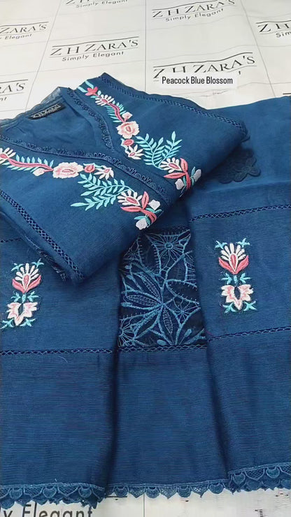 Peacock Blue Blossom 2pc