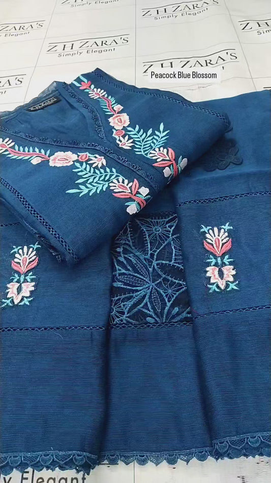 Peacock Blue Blossom 2pc