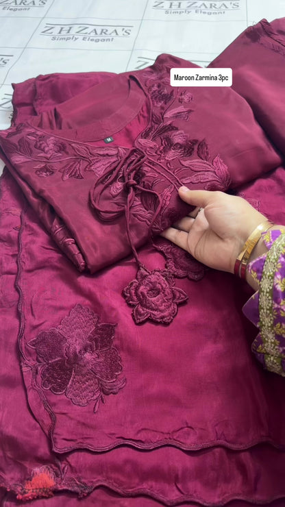 Deep Maroon Zarmina 3pc