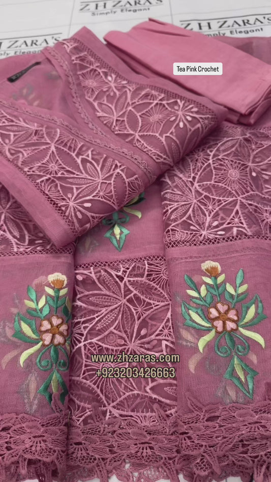 Tea Pink Crochet 3pc