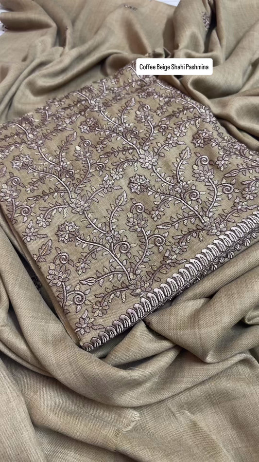 Coffee Beige Shahi Pashmina 3pc