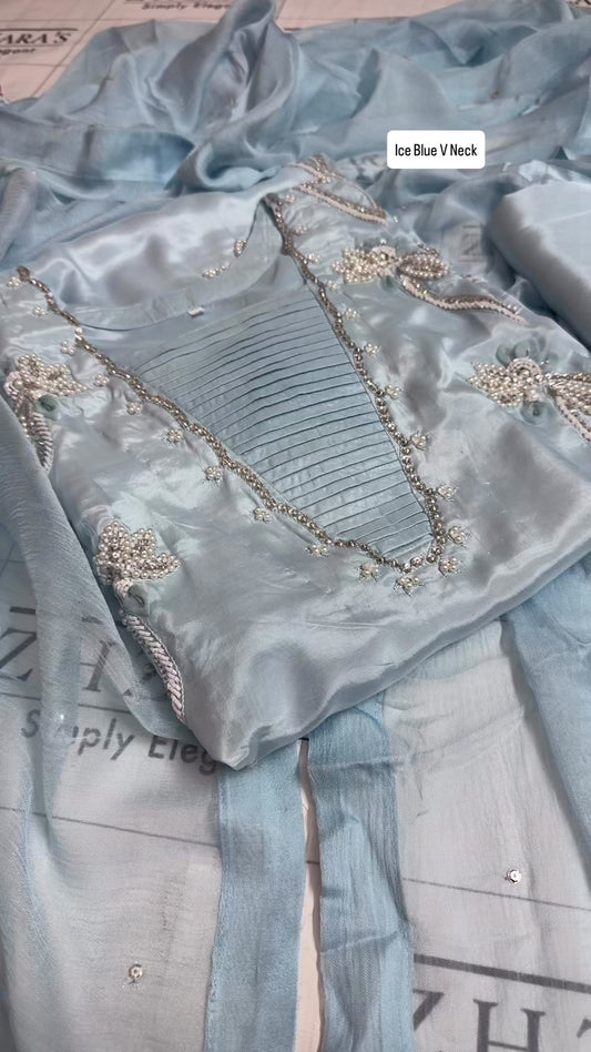 Ice Blue V Neck 3pc