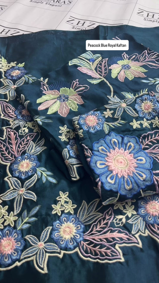 Peacock Blue Royal Kaftan Shirt