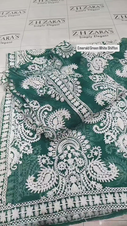 Emerald Green White Stitched 2pc