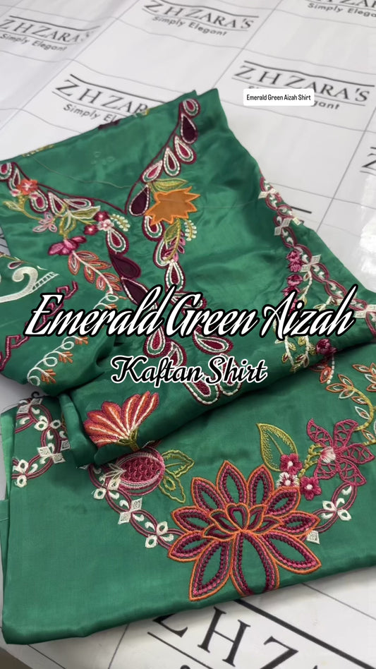 Emerald Green Aizah Kaftan Shirt