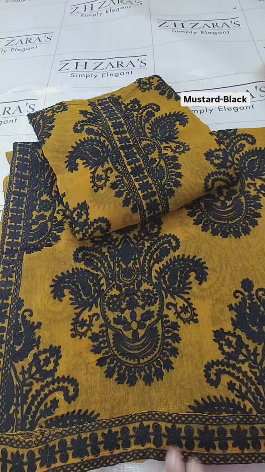 Mustard Black Stitched 2pc