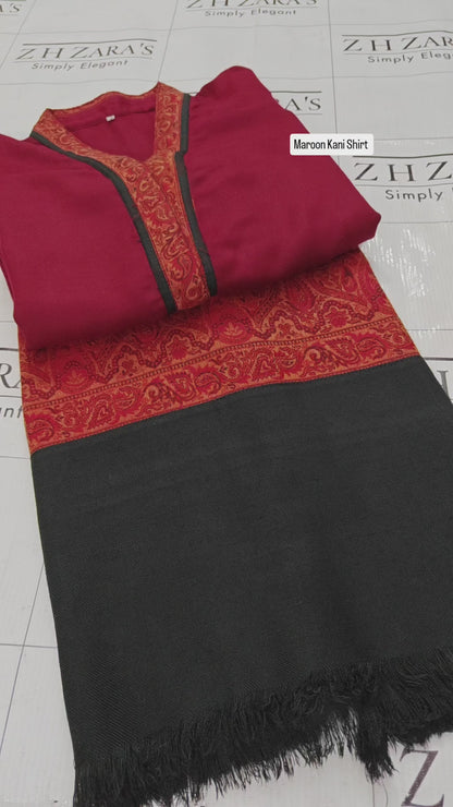 Maroon Kani Shirt Stitched