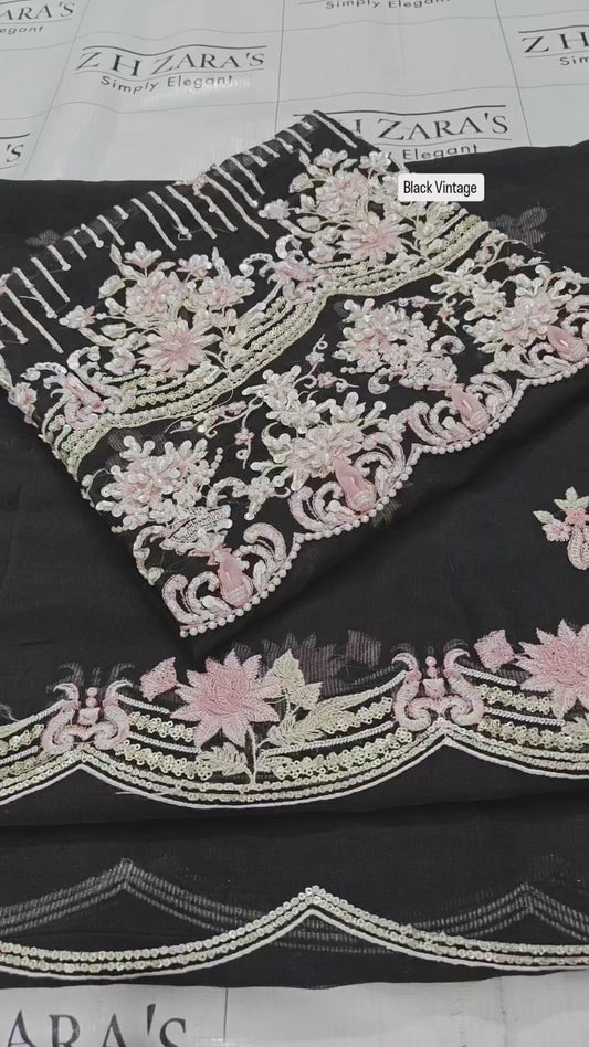 Vintage Black Hand Embellished