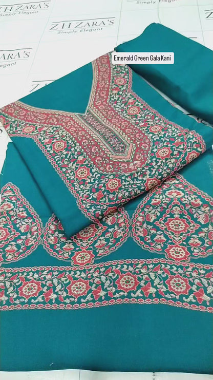 Emrald Green Gala Kani Pashmina 3pc