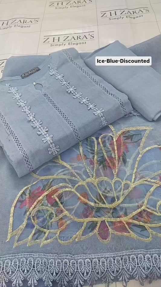 Ocean Blue Heavy duppatta 3pc