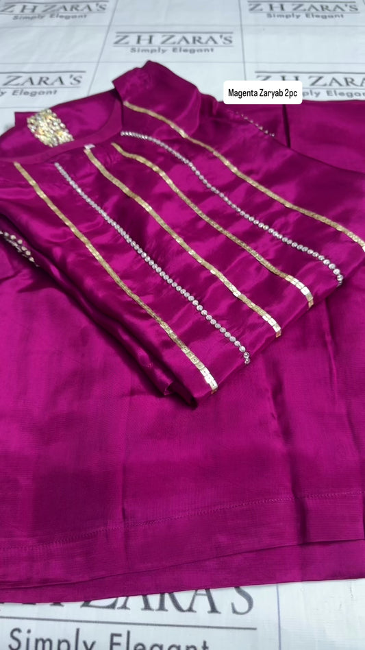 Magenta Hot Pink Zaryab 2pc