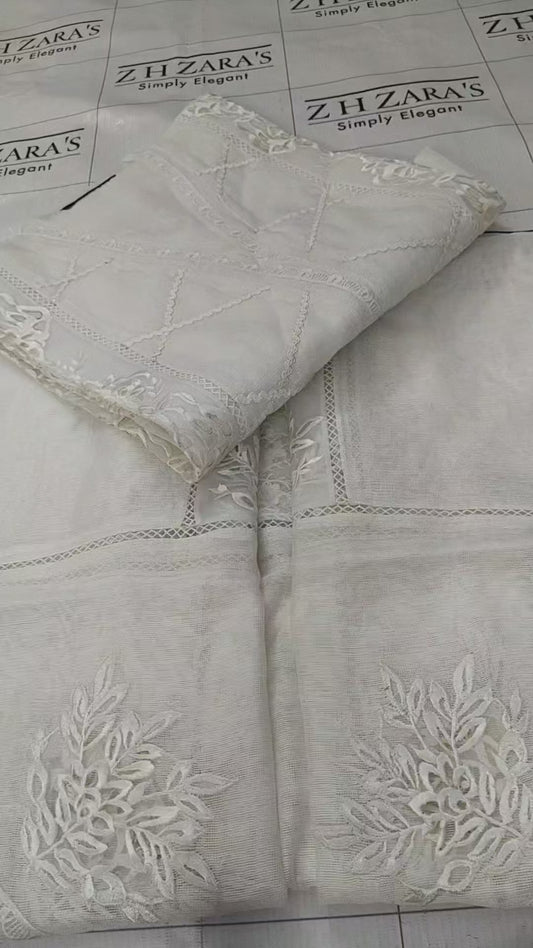 Duppata Cutwork White 2pc