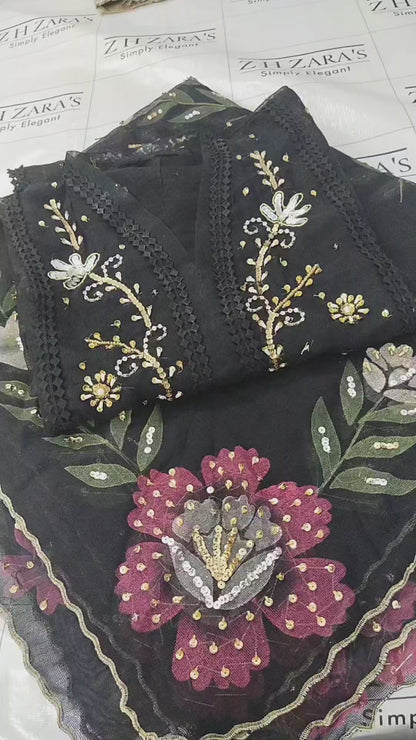 Black Brush & Beads 2pc