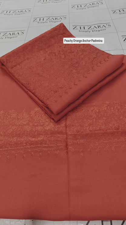 Peachy Orange Anchor Pashmina 3pc