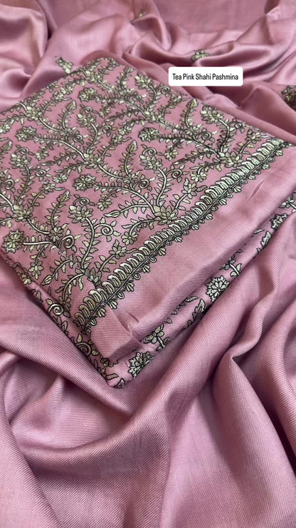 Tea Pink Shahi Pashmina 3pc