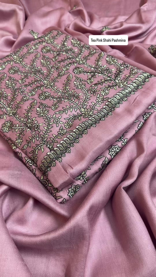 Tea Pink Shahi Pashmina 3pc