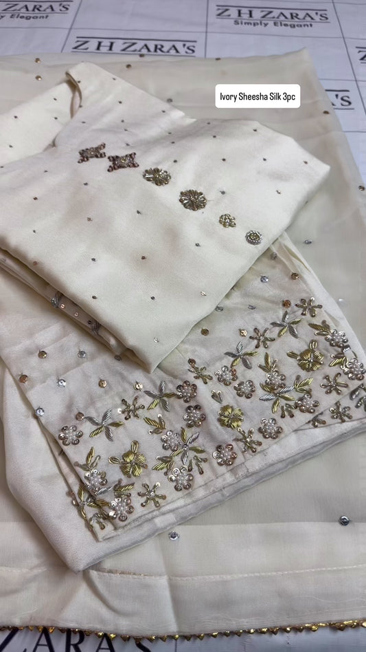 Ivory Sheesha Silk 3pc