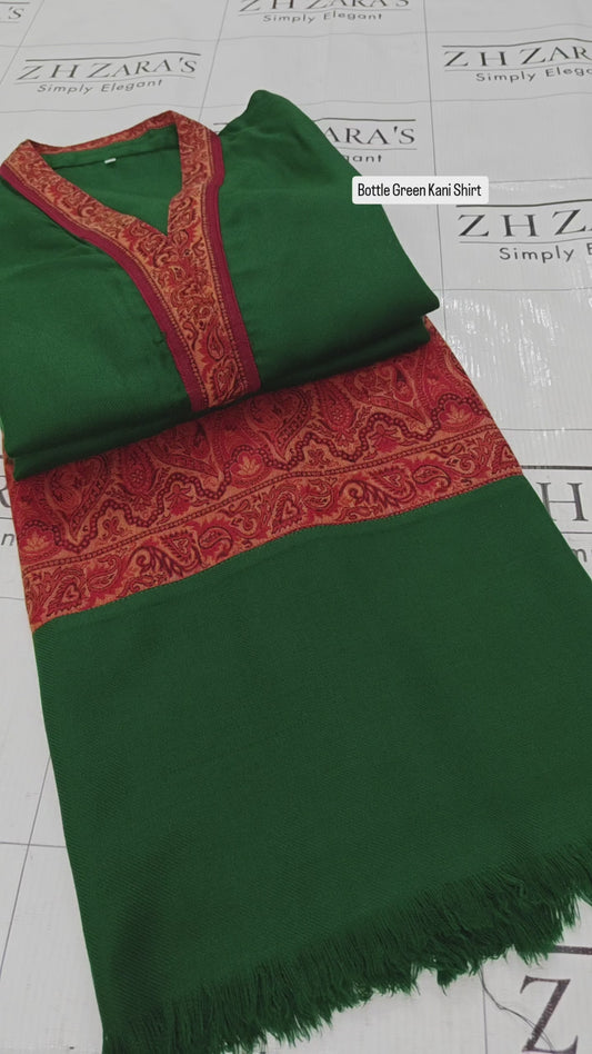 Bottle Green Kani Shirt Stitched
