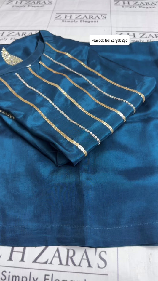 Peacock Teal Zaryab 2pc