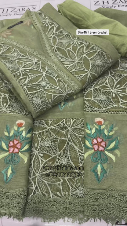 Olive Mint Green Crochet 3pc