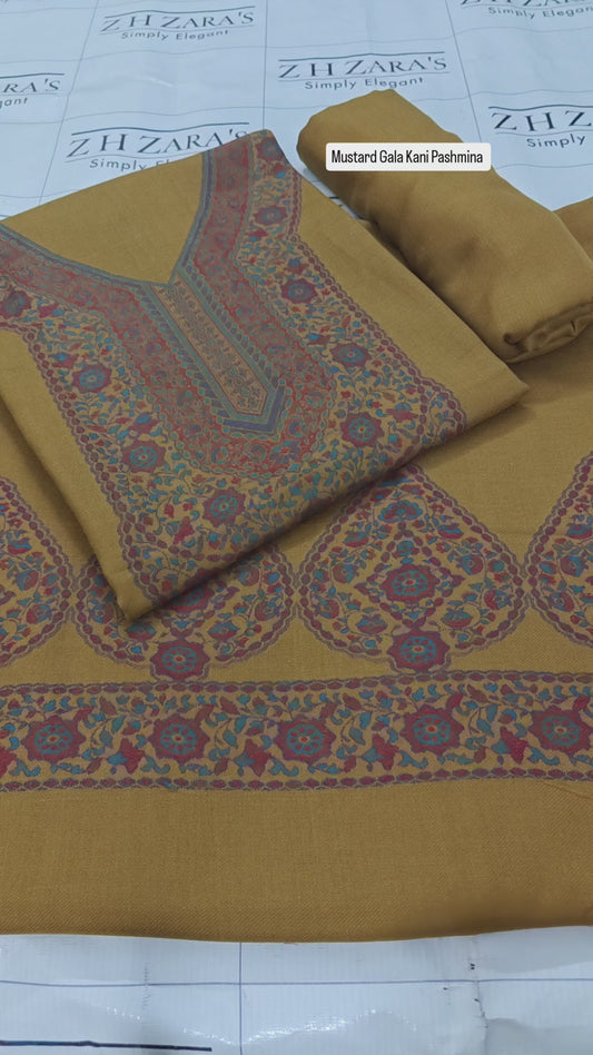 Mustard Gala Kani Pashmina 3pc