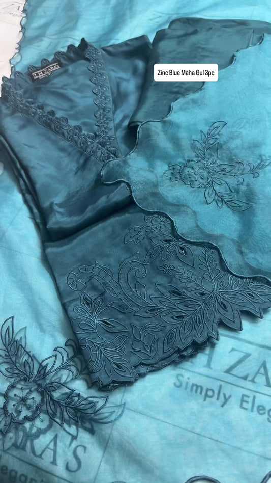 Zinc Blue Maha Gul 3pc