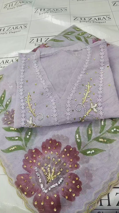 Lilac Purple Brush & Beads 2pc