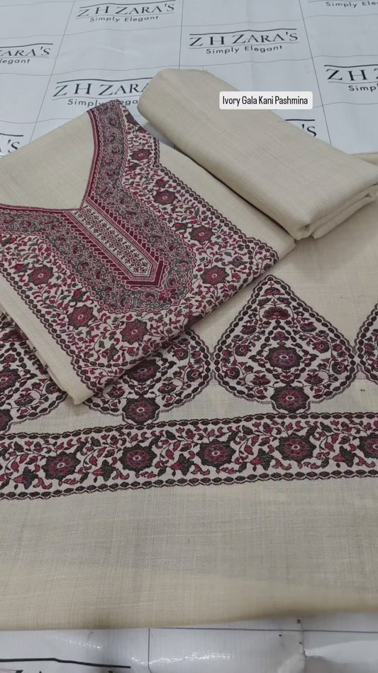 Ivory Gala Kani Pashmina 3pc