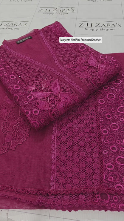 Magenta Hot Pink Premium Crochet 2pc