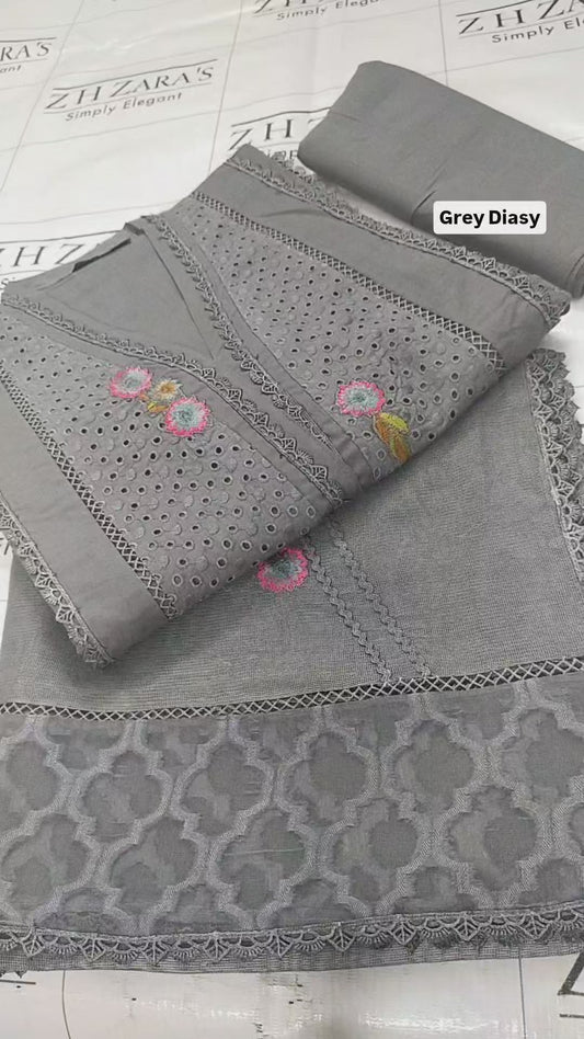 Charcoal Grey Daisy 3pc