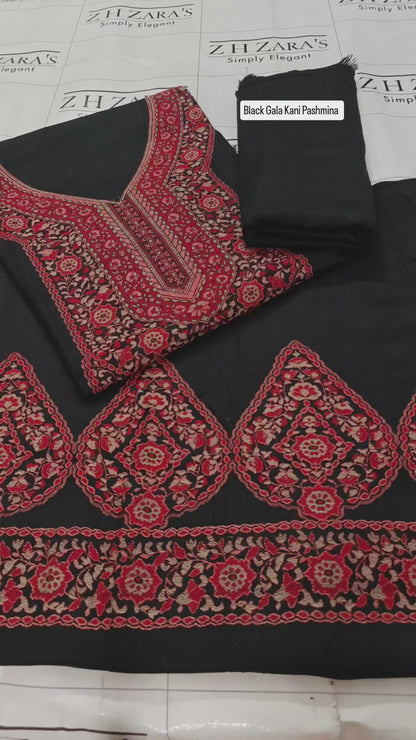 Black Gala Kani Pashmina 3pc