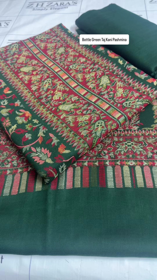 Bottle Green Taj Kani Pashmina 3pc