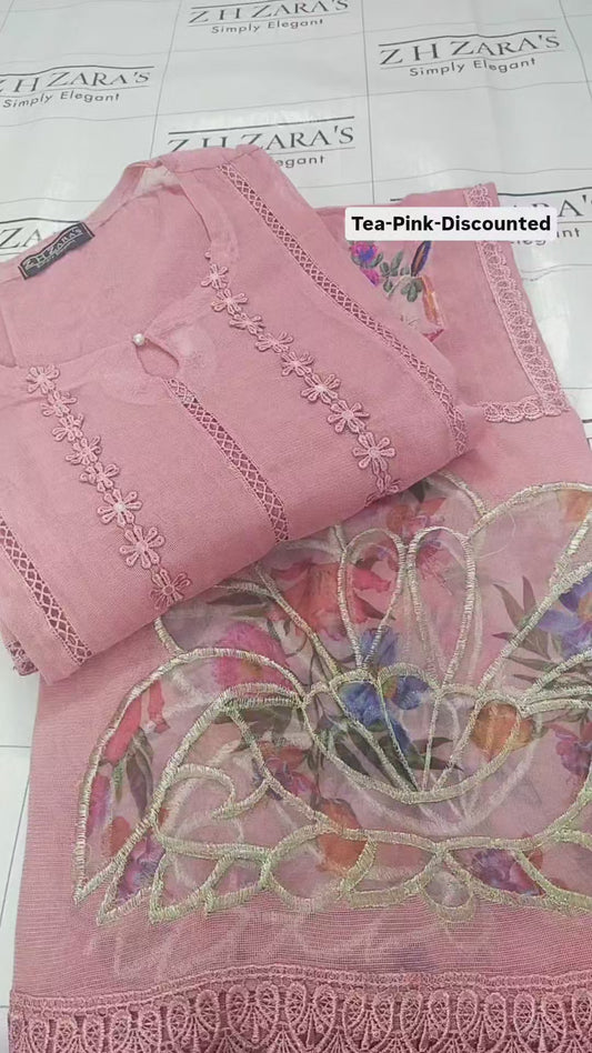 Tea Pink Heavy duppatta 3pc