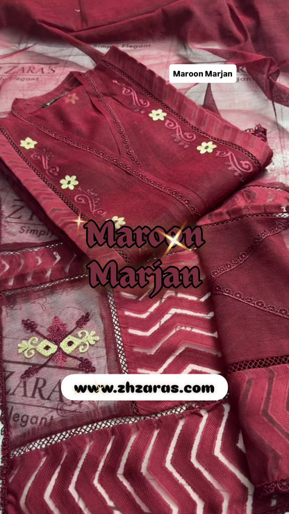 Maroon Marjan 2pc