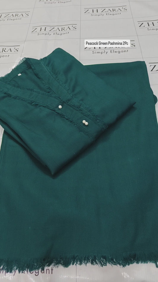Peacock Green Pashmina 2pc Stitched