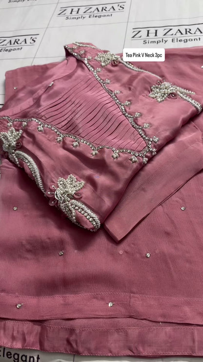 Tea Pink V Neck 3pc