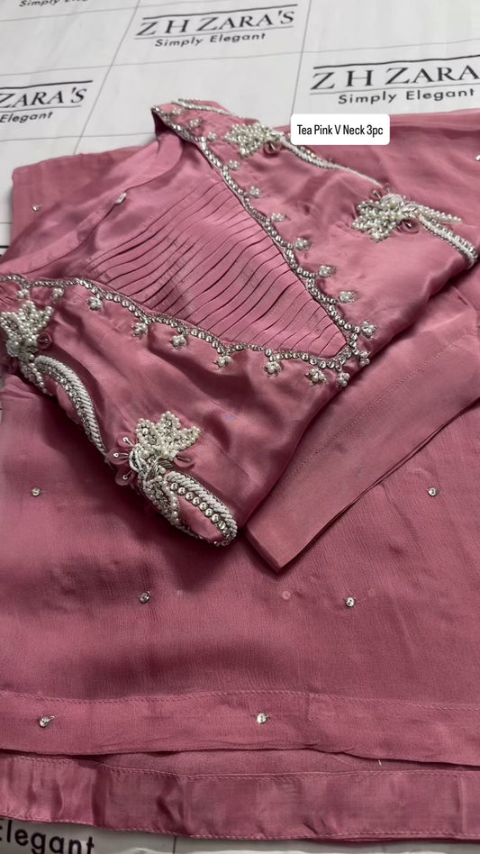 Tea Pink V Neck 3pc