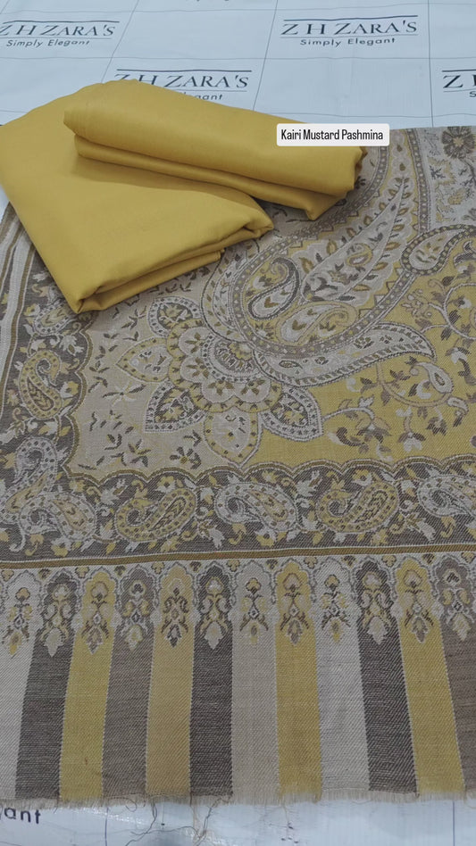 Kairi Mustard Kani Pashmina 3pc