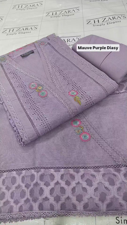 Mauve Purple Daisy 3pc