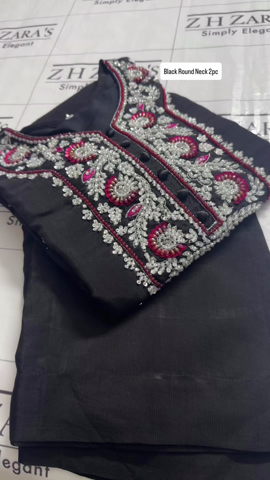Black Round Neck 2pc