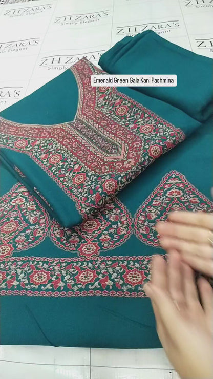 Emrald Green Gala Kani Pashmina 3pc