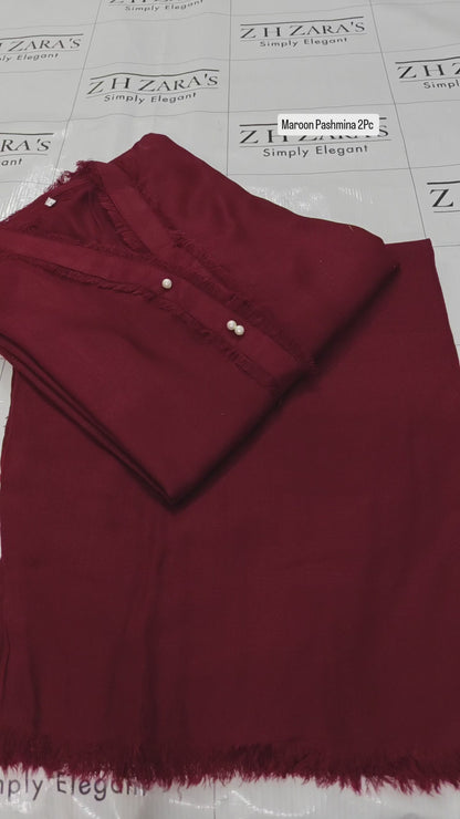 Deep Maroon Pashmina 2pc Stitched