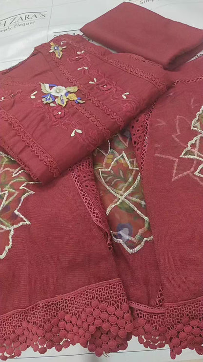 Maroon Khaddar 3pc