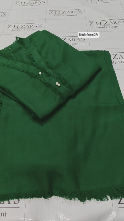 Bottle Green Pashmina 2pc Stitched