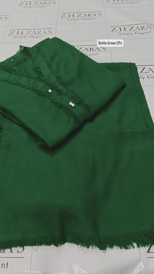 Bottle Green Pashmina 2pc Stitched