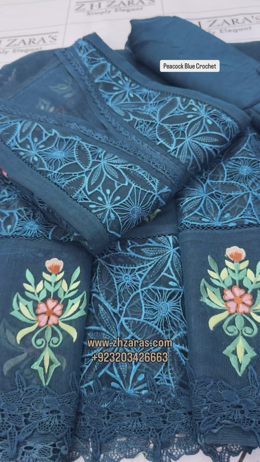 Peacock Blue Crochet 3pc